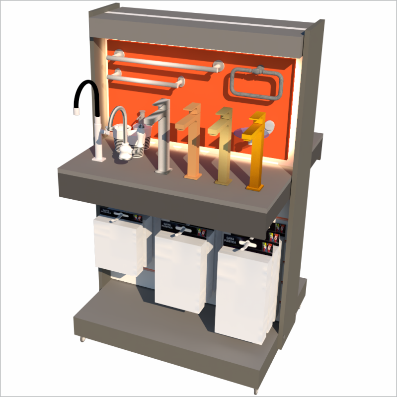 Expositor de Metais MDF Central Dupla Face com Leds
