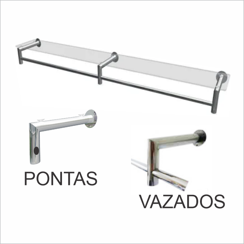 Arara parede “L” tubo 2″ Cromada.