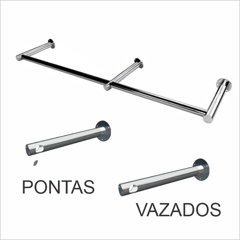 Arara de parede Reto, Tubo 2″ Cromado