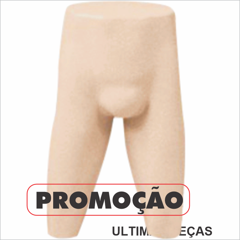 Manequim Busto Pvc, Masculino, Modelo Bermuda, Pernão bege
