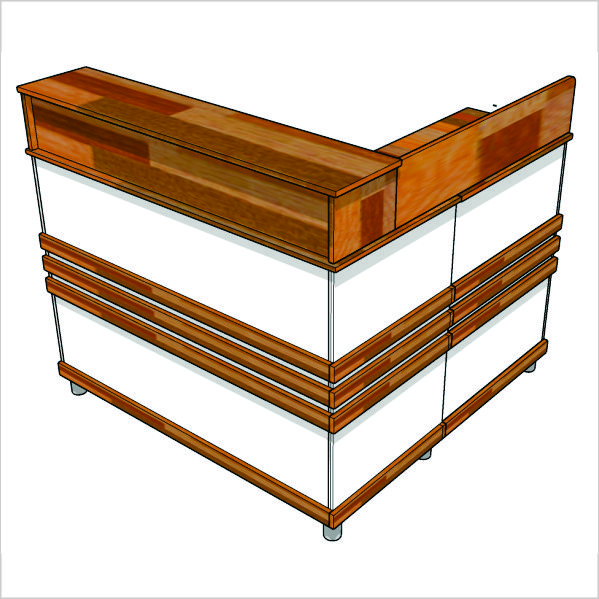 Caixa “L”, Canto, Mdf, com aplique mdf.