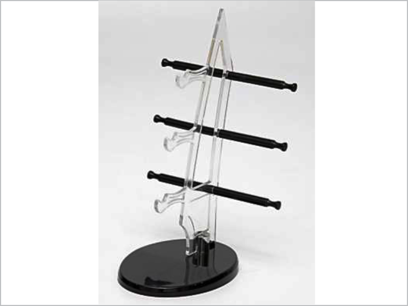 Expositor para 03 Óculos, modelo caravela. Transparente, base color