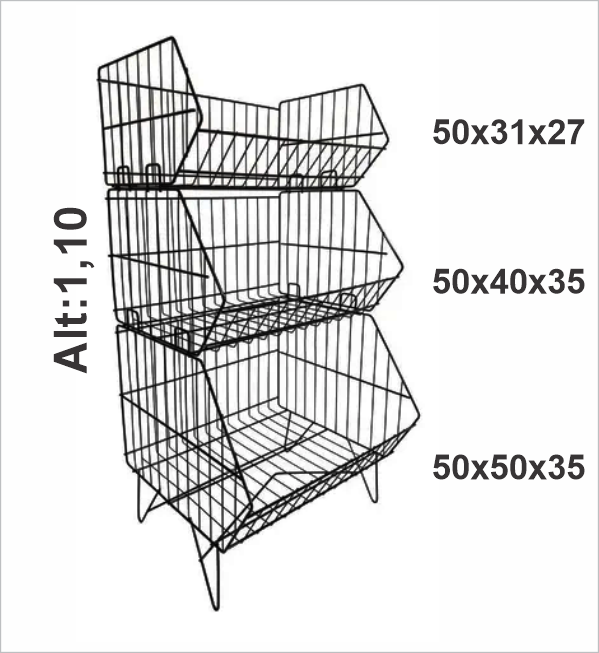 Cesto Aramado Tipo Contaner, Empilhavel, Grande 107x50x35