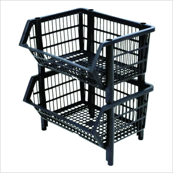 Cesto Plastico Empilhavel, , Medio, Preto