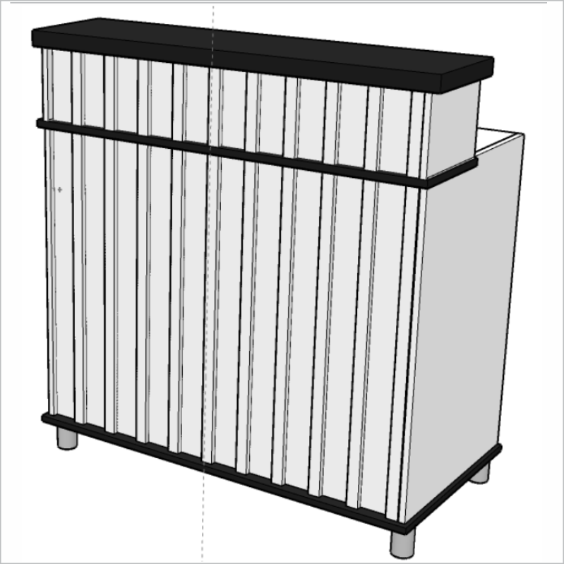 Balcão Caixa Mdf, Reto, Ripado