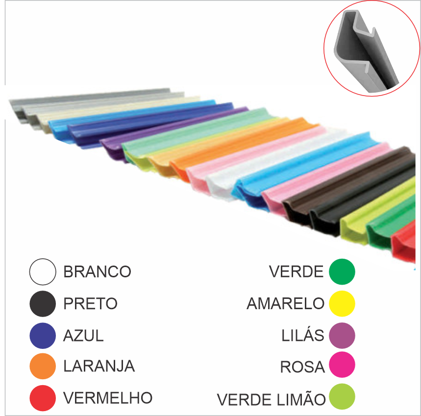 Perfil para Painel Canaletado 2,75m, Várias Cores