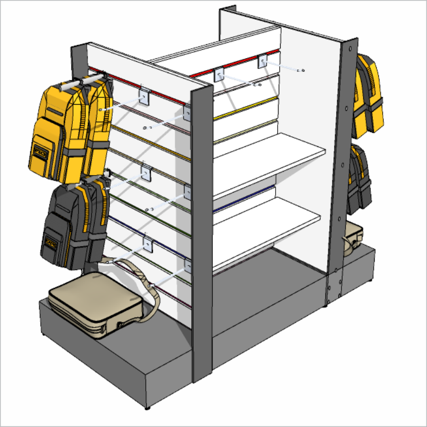 Gôndola Canaletada Baixa 04 Faces. Modulada